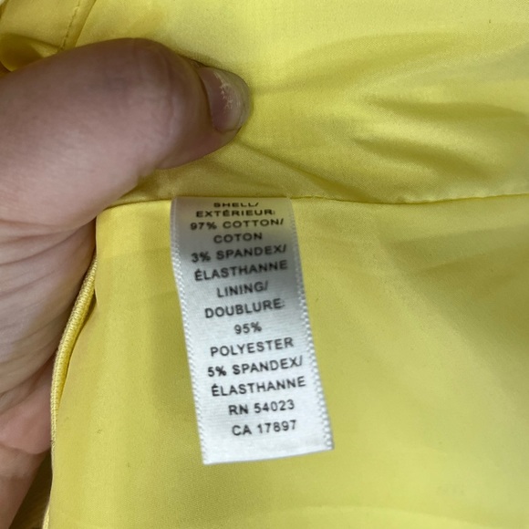 Item 004: EUC Banana Republic Yellow Strapless Cotton Dress (Size 8) - Picture 6 of 7